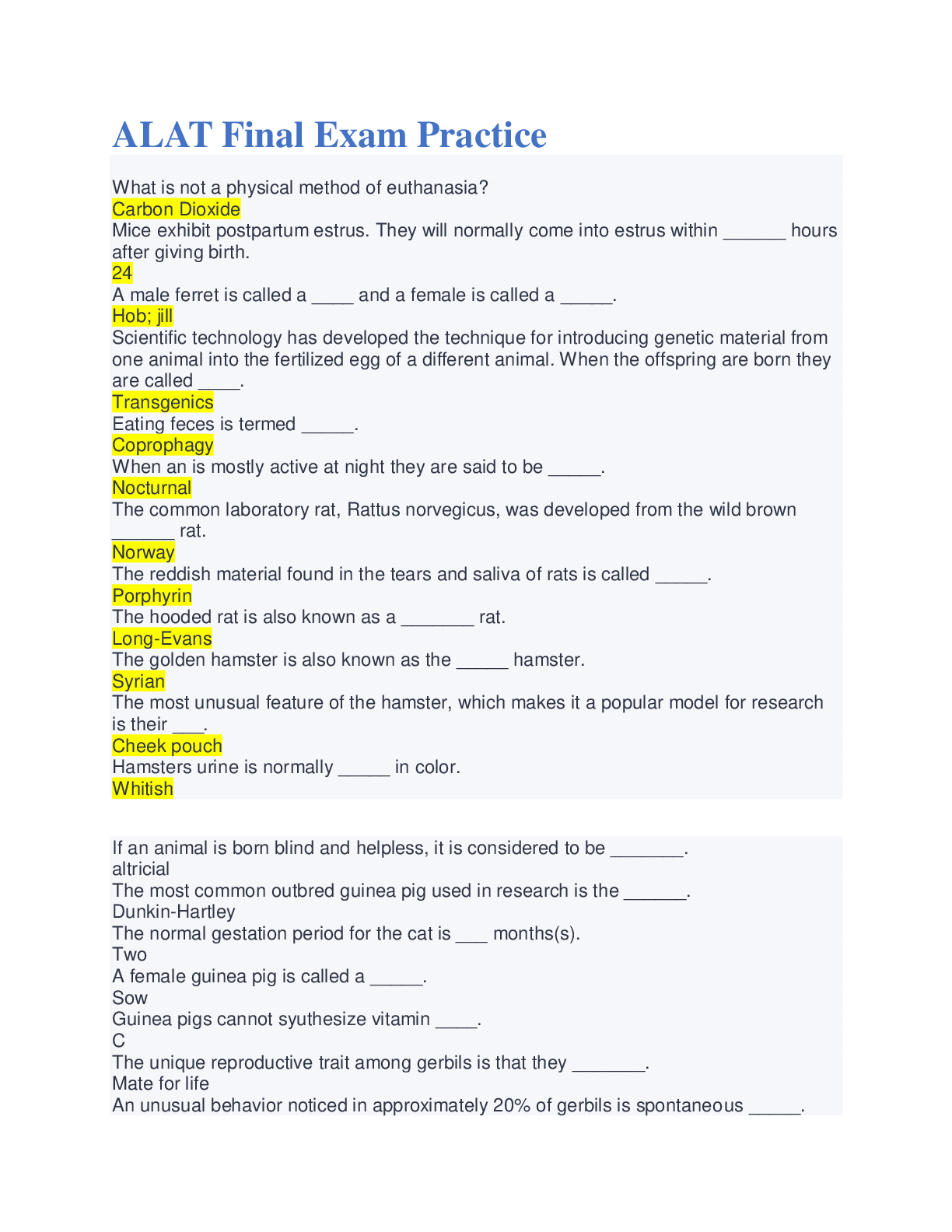 Preview of ALAT Final Exam Practice Exams 2022/2023